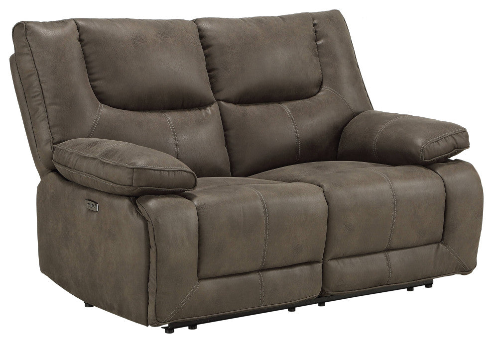 ACME Harumi Loveseat, Power Motion, Gray Leather-Aire