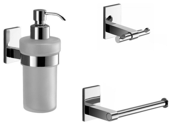 3 Piece Wall Mounted Chrome Accessory Set