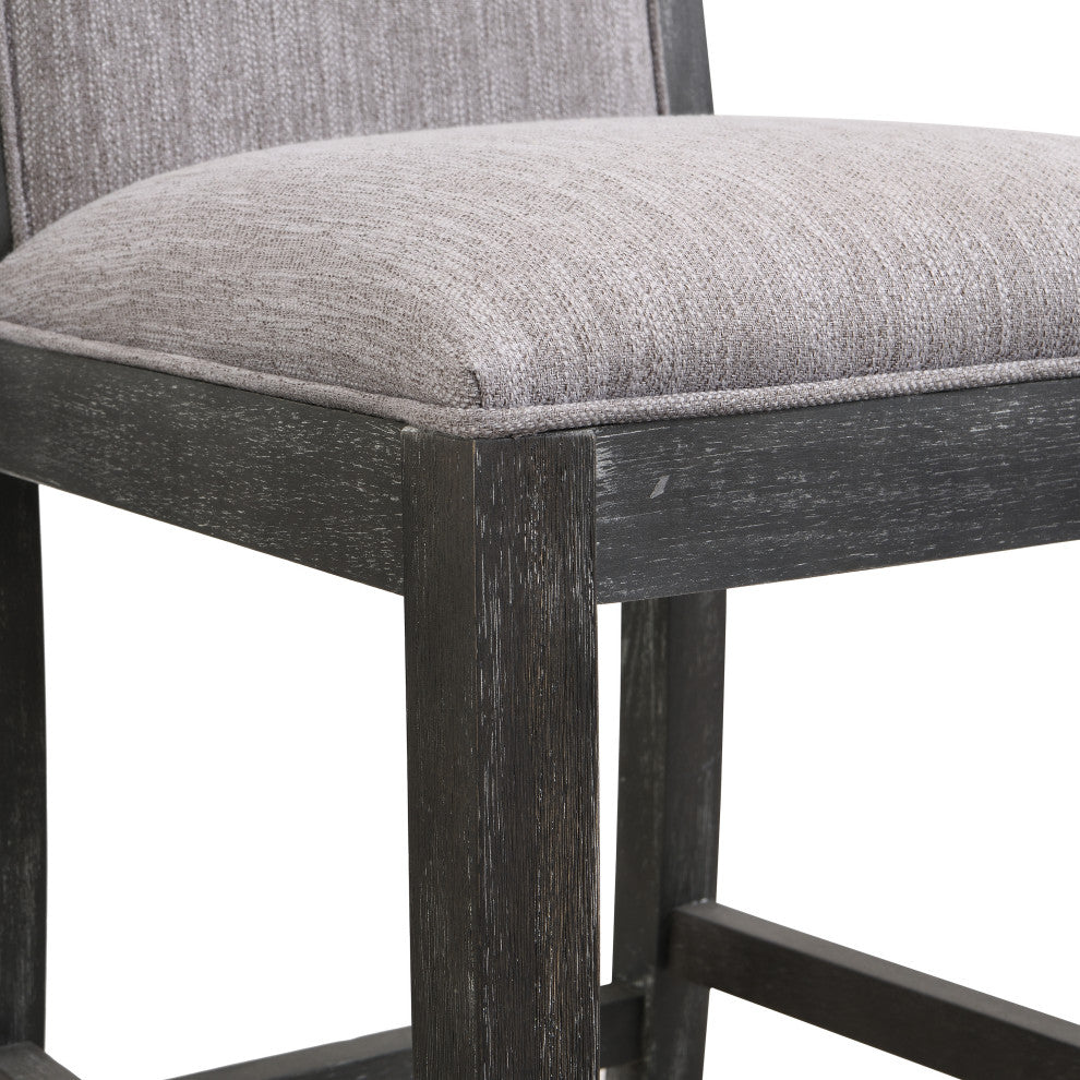 GDF Studio Retro Upholstered Barstools, Rubberwood Frame, Set of 2, Black/Gray