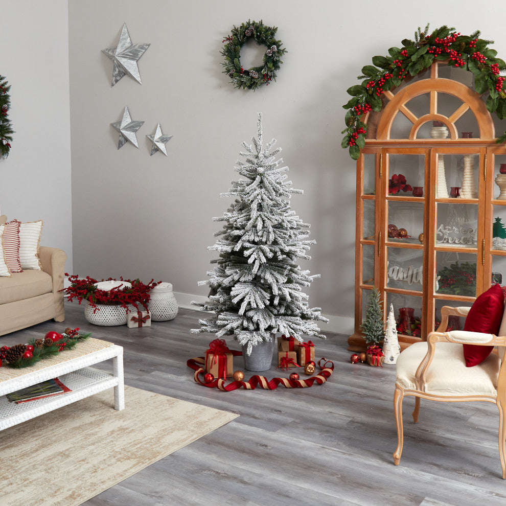 Nearly Natural T3038 6 Flocked Long Vermont Pine Artificial Christmas Tree