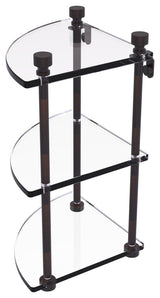 Foxtrot Three Tier Corner Glass Shelf, Venetian Bronze