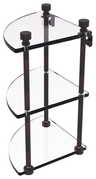 Foxtrot Three Tier Corner Glass Shelf, Venetian Bronze