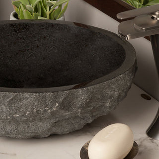 Novatto Absolute Natural Granite Vessel Sink with Drain