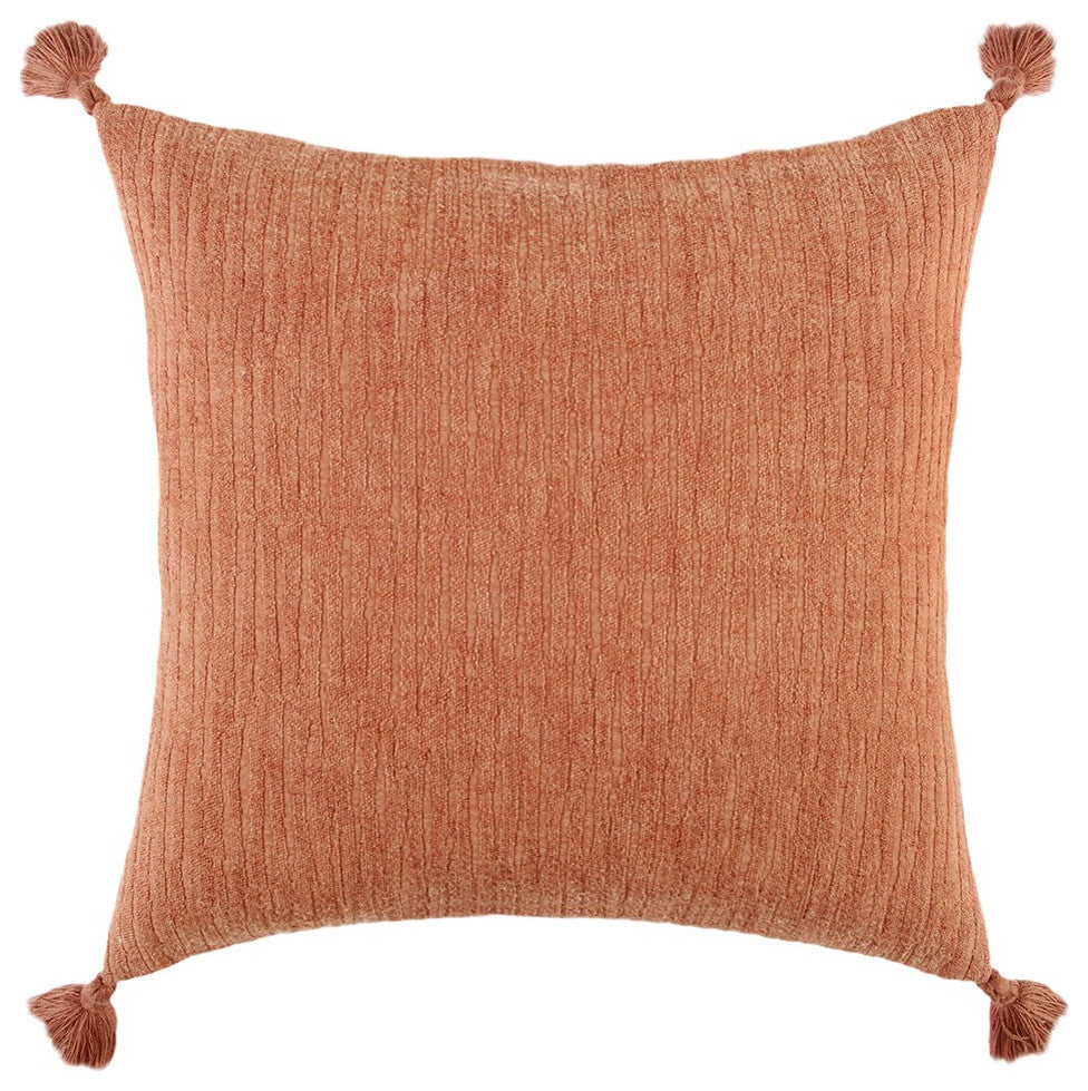 Terracotta Solid Tonal Abstract Stripe Throw Pillow