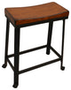 24" Chestnut And Black Steel Backless Counter Height Bar Chair With Footrest