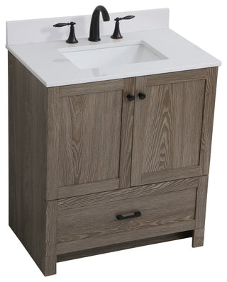 Home Living 30" Single Bathroom Vanity, Weathered Oak With Backsplash