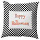 Happy Halloween Checks Accent Pillow, Black, 26"x26"