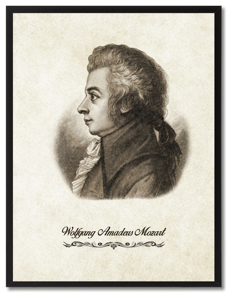 Mozart Musician Print on Canvas with Picture Frame, 28"x37"