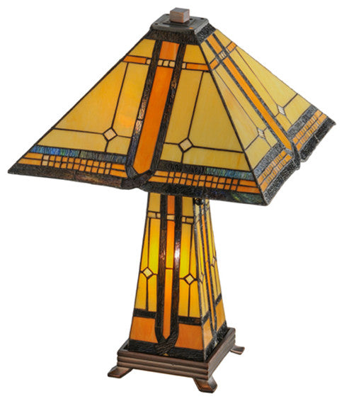 Meyda lighting 50805 25"H Sierra Prairie Mission Lighted Base Table Lamp