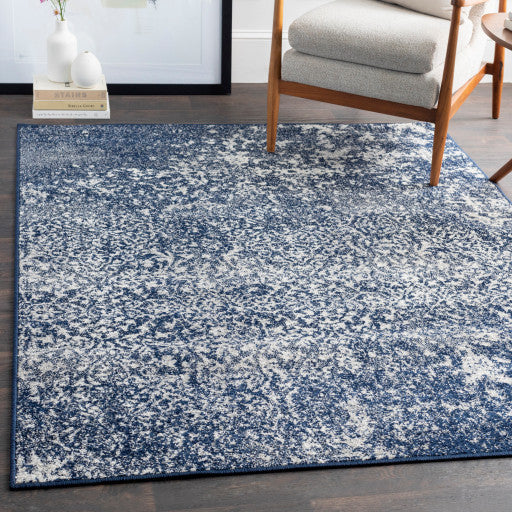 Surya Seville SEV-2301 5'3"x7'3" Rug, Dark Blue/Medium Gray/White