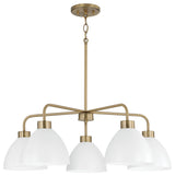 Capital Lighting 452051 Ross 5 Light 30"W Chandelier - Aged Brass / White