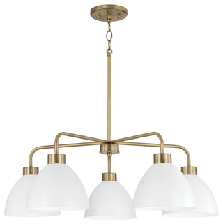 Capital Lighting 452051 Ross 5 Light 30"W Chandelier - Aged Brass / White