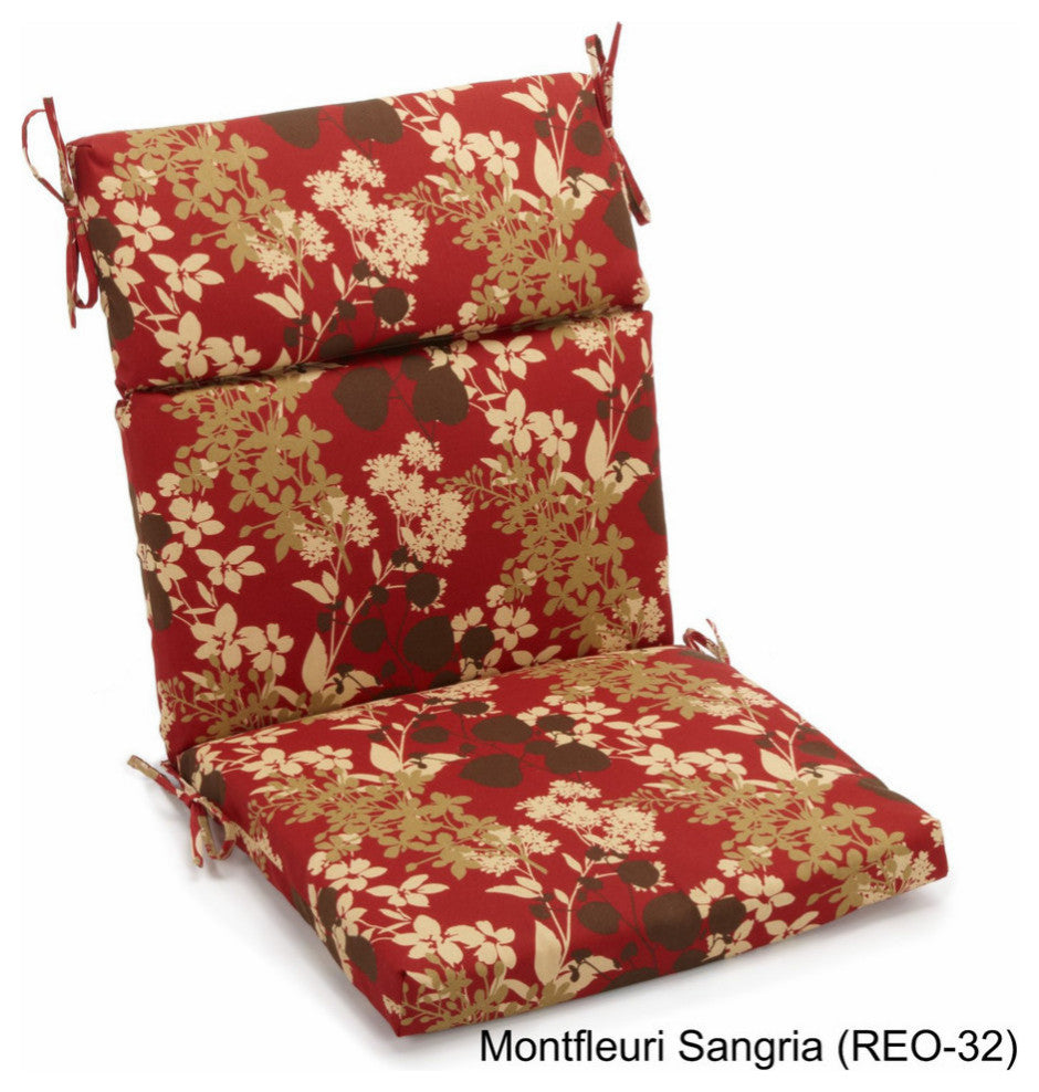 22"x45" Outdoor Squared Seat/Back Chair Cushion, Montfleuri Sangria
