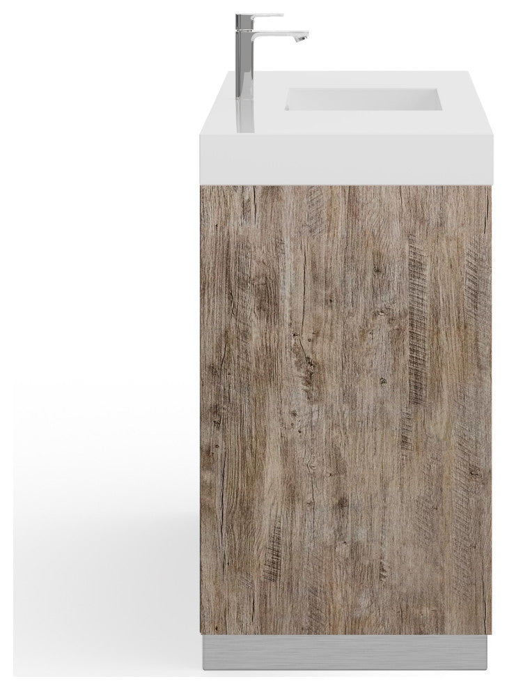 Boutique Bath Vanity, Natural Wood, 48", Single Sink, Freestanding