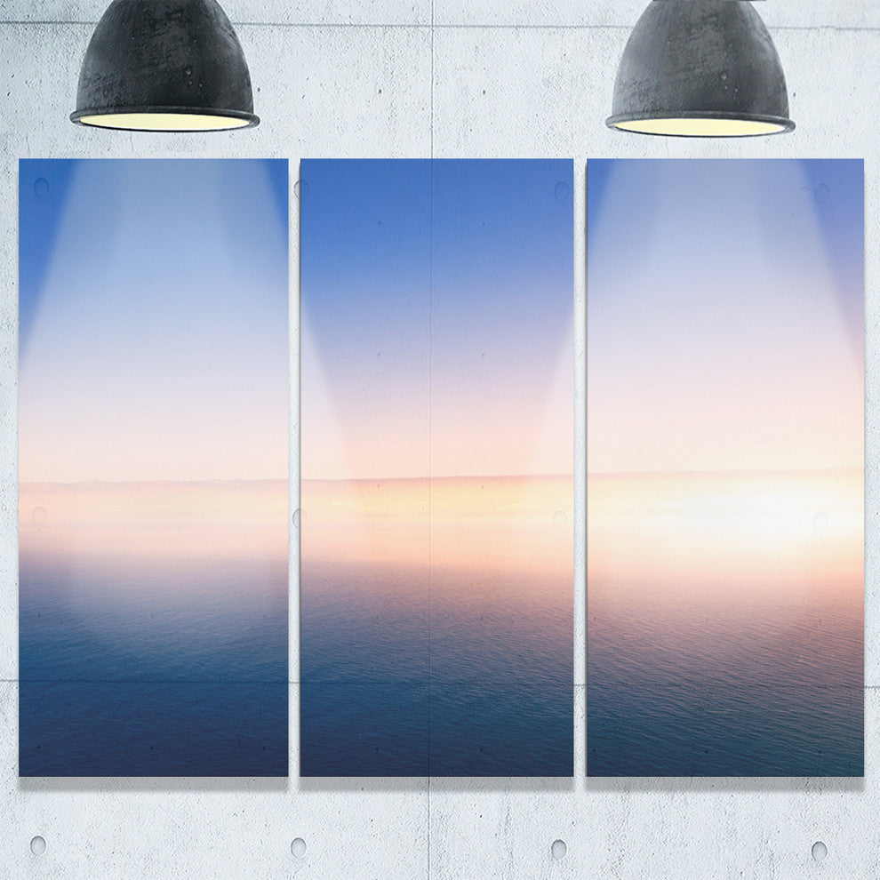 "Clear Blue Sky Above Clouds" Oversized Beach Metal Wall Art, 3 Panels, 36"x28"