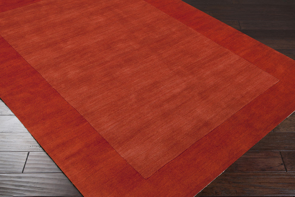 Surya Mystique M-294 Solid & Border Area Rug, Orange, 8' Square
