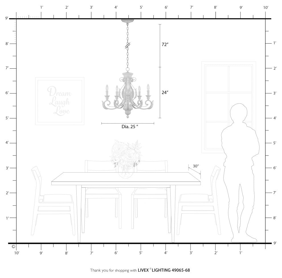 Valencia 5-Light Shiny Black Chandelier
