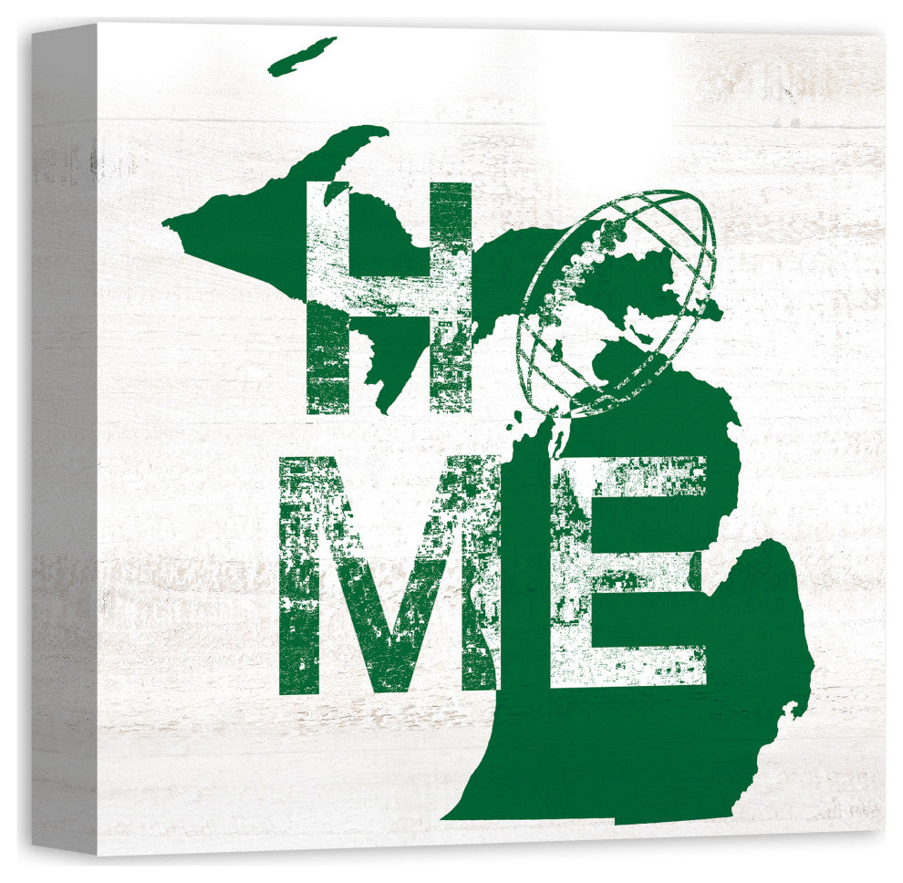 Michigan Football State Pride 16x16 Canvas Wall Art, White/Green