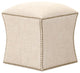 Benzara BM174252 Fully Upholstered Ottoman, Bisque Cream