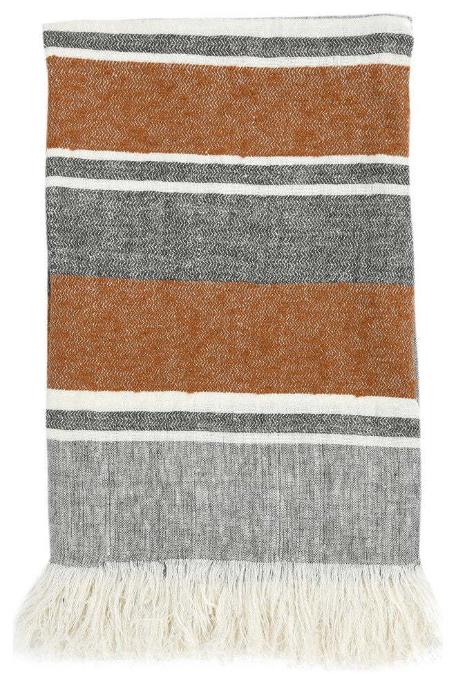 Lima 100% Belgian Linen 50"x70" Throw Blanket Blanket, Multicolor