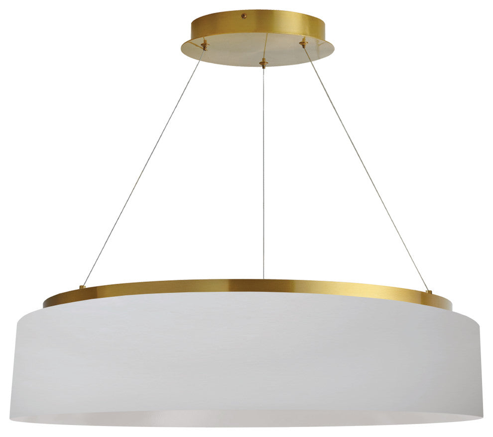 Circulo Modern 1 Light White Aged Brass Fabric Chandelier