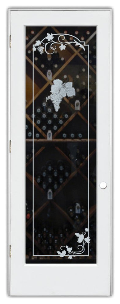 Wine Door - Grape Cluster Grape Ivy - Primed - 28" x 84" - Knob on Right -...