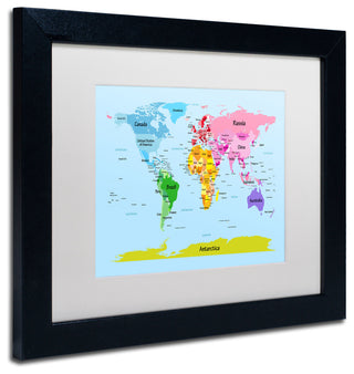 'World Map for Kids' Matted Framed Canvas Art by Michael Tompsett