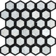 Carrara White Marble Honed 2" Vortex Hexagon Mosaic Tile w / Black Dots
