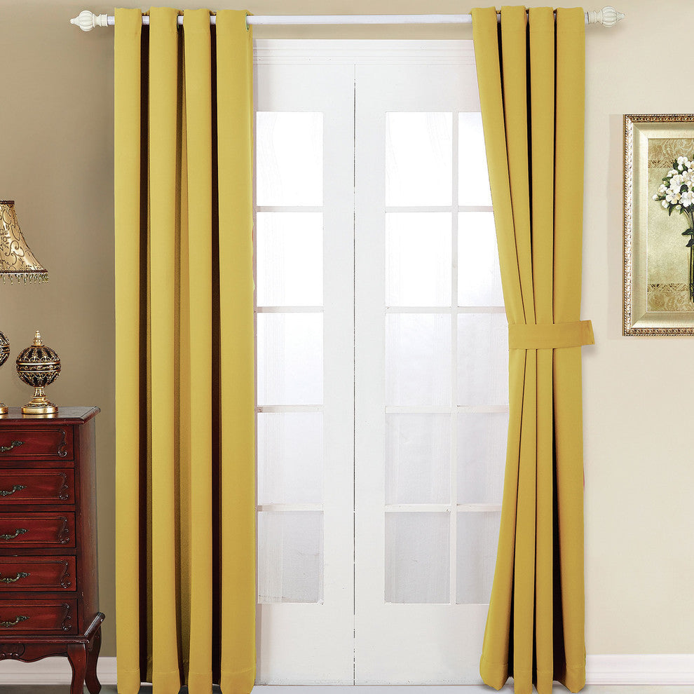 Serenta Black Out Curtains 4 Piece Sets, Jo Joba Yellow, 54" X 96"