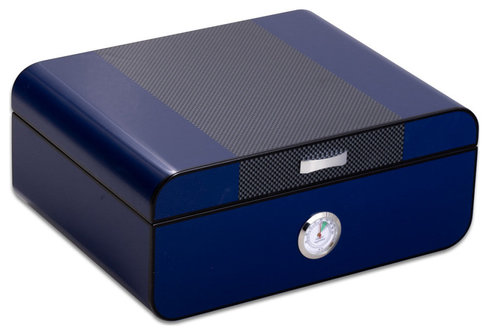 Blue Carbon Fiber Design 40 Cigar Humidor