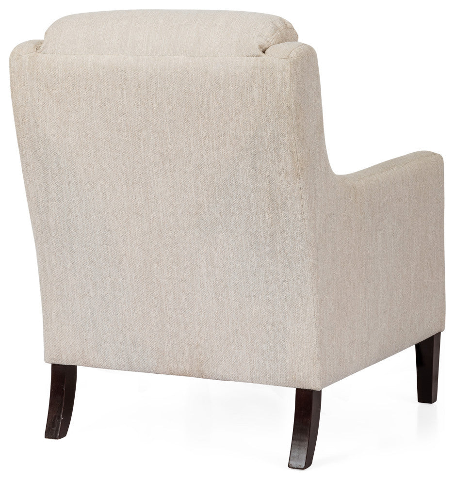 Anson Pillow Tufted Club Chair, Beige/Dark Brown, Fabric