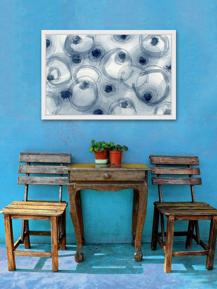 Marmont Hill, "Indigo Ovals" by Nikki Galapon Framed Painting Print, 18x12