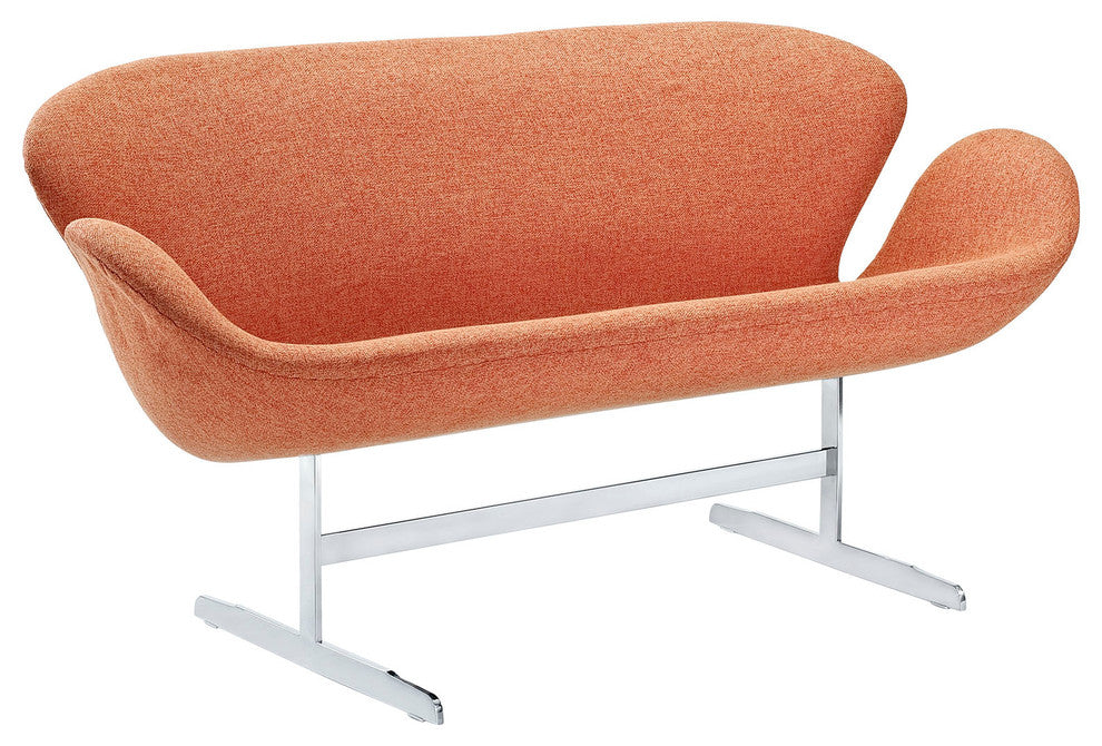Modern Contemporary Living Room Loveseat Sofa Orange
