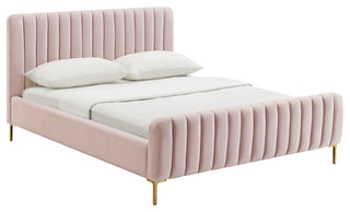 Angela Velvet Upholstered Bed, Blush, Queen