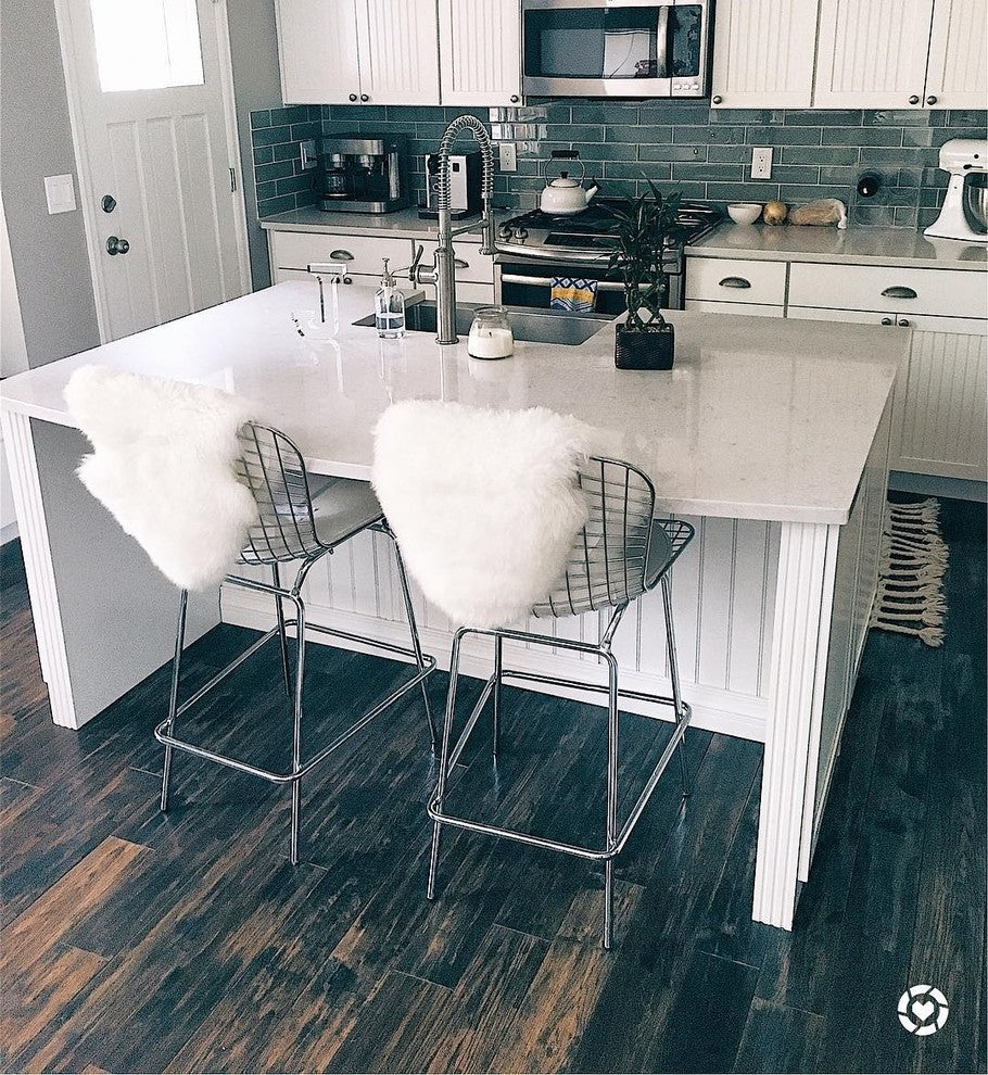 Mid Century Modern Chrome Wire Bar Stool, White