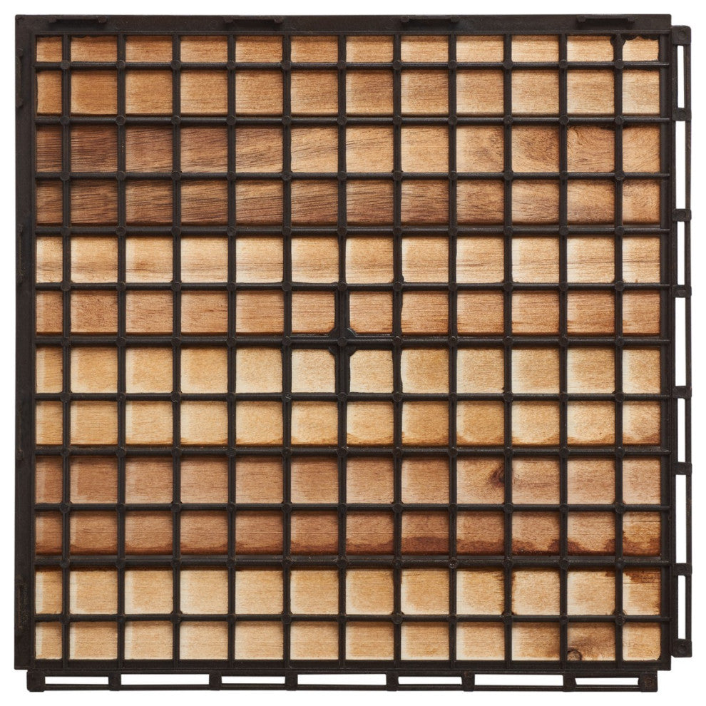 Safavieh Outdoor Phuket Wooden Floor Tile- 4 Slats-Acacia Natural