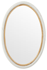Oval Twisted Rattan Wall Mirror, White