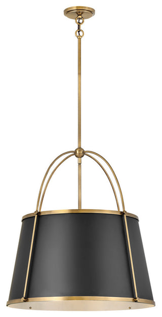 Hinkley Clarke 24.5" Medium Drum Chandelier, Black + Warm Brass