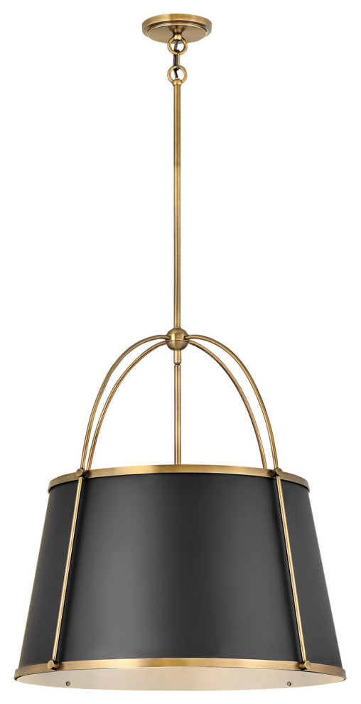 Hinkley Clarke 24.5" Medium Drum Chandelier, Black + Warm Brass