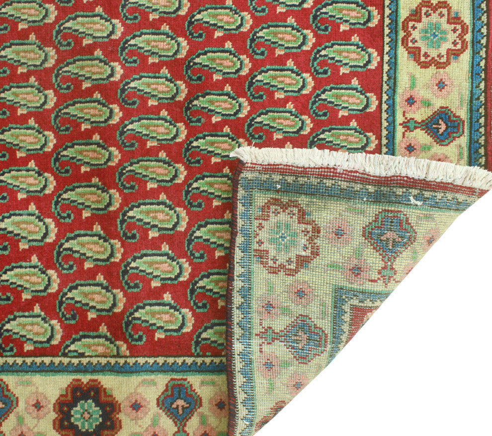 Fine Vintage Distressed Ashley Red/Beige Runner, 3'3x9'8