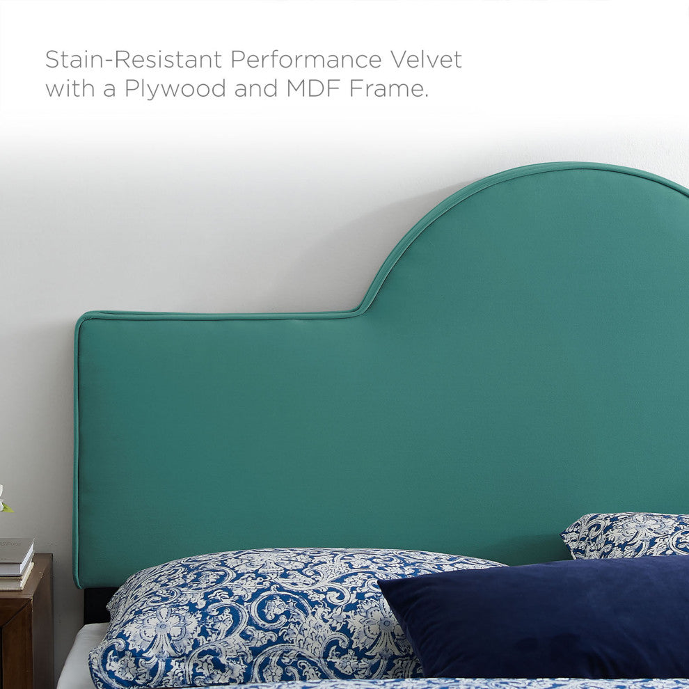 Platform Bed Frame, King Size, Teal Blue, Velvet, Modern, Bedroom Guest Suite
