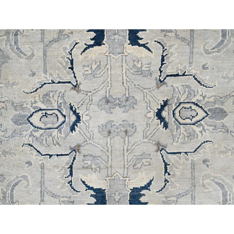 Gray, Serapi Heriz Design, Soft Wool, Hand Knotted, Oriental Rug, 6'x8'9"