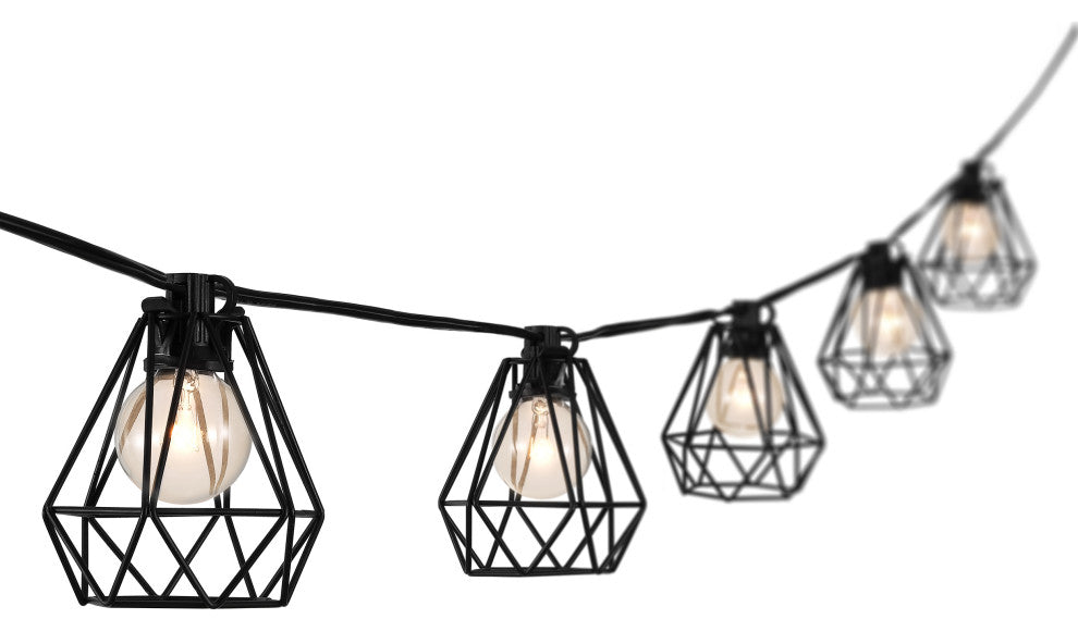 10-Light Indoor/Outdoor 10' Contemporary G40 String Lights, Black