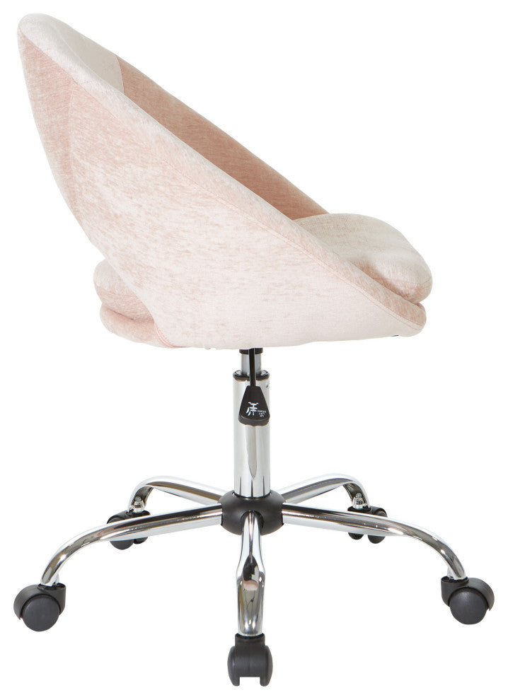 Milo Office Chair, Royal Velvet Fabric With Chrome Base, Blush