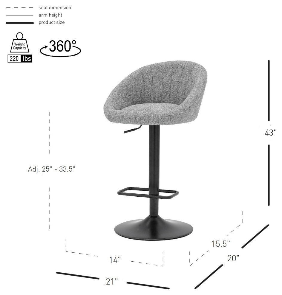 Watson KD Fabric Gaslift Swivel Bar Stool