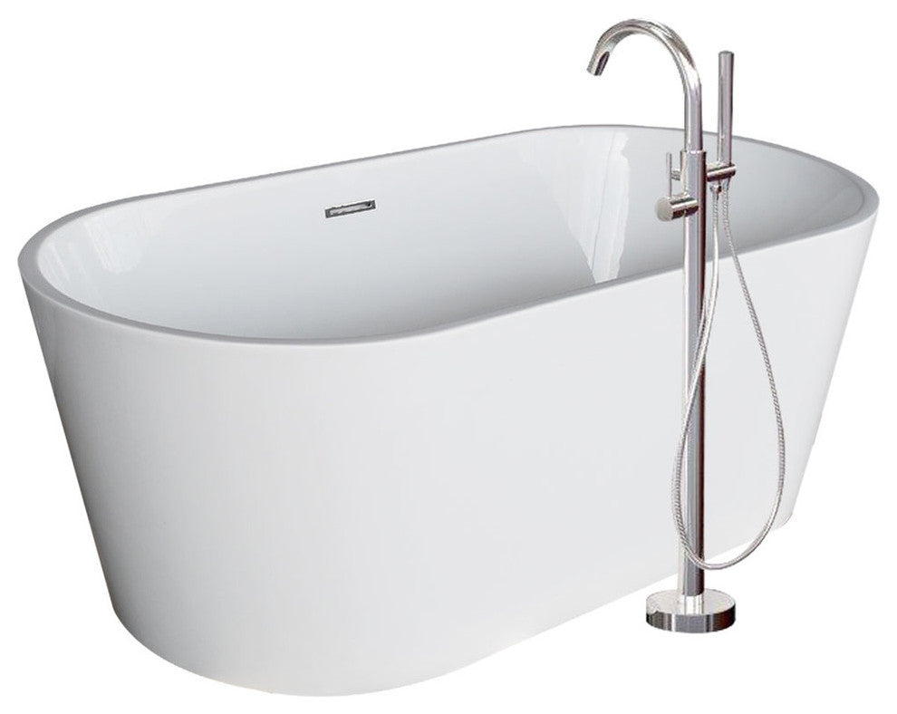 ANZZI Kros Series 2-Handle Freestanding Faucet with Hand Shower, Brushed Nickel
