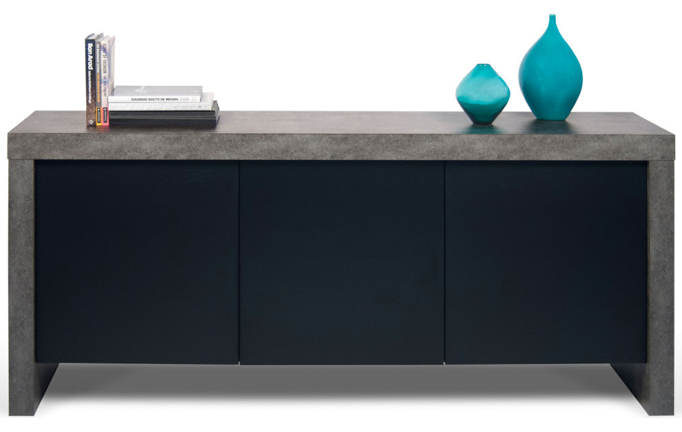 Contemporary Rustic Faux Concrete 3 Door Sideboard