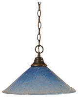 1-Light Chain Hung Pendant, Dark Granite/Teal Crystal