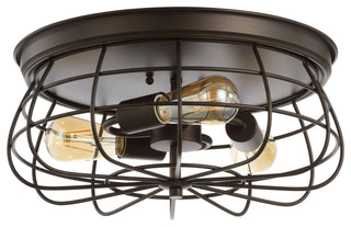 Calvia 15.7" 3-Light Farmhouse Metal Cage Flush Mount