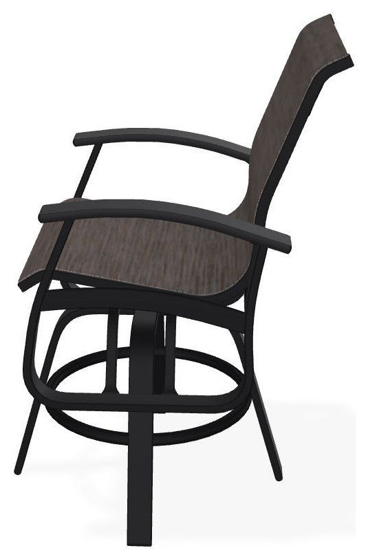 Belle Isle Sling Balcony Height Outdoor Swivel Chair, James/Black